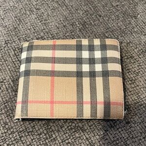 Burberry Tan and Black Checkered Card Holder